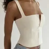 Tanks pour femmes Camis Gaonuo Blanc Pu en cuir Pu Top Vintage et sans manches Unique Colliore à basse couture basse tople coupée tople Femmes Femmes Street Top J240409