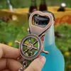 New Creative Stainless Steel Retro Rudder Beer Bottle Opener Kitchen Tools Bar Party Supplies Men Keychain Corkscrew Accessories