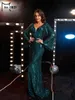 Casual Dresses Missord Elegant Green Sequin Prom Women V Neck Flare Sleeve Open Back Bodycon Wedding Party Dress Long Evening Gown