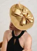 Gold Fascinator Hat Wedding Femmes Bandband Fancy Chic Derby Hat Kentucky Party Chapeau Cap Bride Hair Accessoires 240401