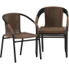 Lila 4 Pack Medium Brown Rattan Indoor-Outdoor Restaurang Stack Chair | Mångsidiga och eleganta sittplatser