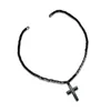 Anhänger Halsketten Mode Cross Halskette Hypo-Allergene Gothic Black Charm Schmuck zum Jubiläum Valentinstag
