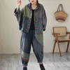 Women's Two Piece Pants 2024 Fall Women Fashion Outfits Ladies Denim Pieces Sets Vintage Suits Loose Printed Jackets Casual Punk Jeans