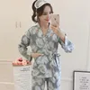 Ev Giyim Kimono Pijama Feminino Pijama Femme Pembe Pigiama Donna Set Kadınlar Pijamas Mujer