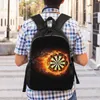 Rugzak Darts Board in Fire Backpacks for Girls Boys Arrow Archery Target School College Travel Bags Book Bag Fits 15 Inch Laptop