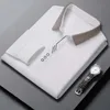 رجال الخريف Longsleeved Polo Shirt الأعمال عارضة مرنة مرنة أعلى الموضة طوق الصلبة اللون 240401