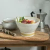 Skålar fancity 7 tum nudel skål frukost retro höga fötter keramiska soppa medium ramen