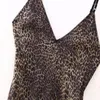 Abiti casual Donne Donne Leopard Stampa Stampa Silk Satin Exconore Dressing Dressing Sleeveless Slip Fit Holiday Party