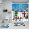 Set di tende per doccia di Natale Funny Babbo Natale Snowman Rosso Truck Red Tree Capodanno arredamento per bagno Tappeti per bagno Cover del coperchio del coperchio