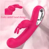 Thrusting Vibrator Women Sex Toy Rabbit Vibrator Curved G-Spot Tip and Hollow Handle Smooth Silicone 12 frequency vibration rose red