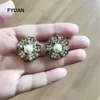 Bengelen oorbellen fyuan ontwerp vintage zilveren kleur bloemen parel drop -steentjes voor vrouwen