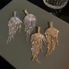 Pendientes colgantes para fyuan Long Tassel Drinestone Drop Golden Leaf para mujeres Accesorios de joyería de moda