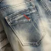 Herrshorts vintage jeans skarv sommar mode hiphop rak förfallen knä denim byxor manliga streetwear