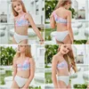 Één-stuks kinderen zomerse waden sport Swimming Spring Split Swimsuit Tweedelende kleur Afdrukken Leisure Bikini Girl Drop Delivery DHWRZ