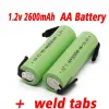 AA 1,2V 2600 mAh Batteria ricaricabile Ni MH Batteria Green Shell Green Green Spazzuccio di rasoio elettrico con Lug di saldatura