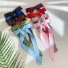 NCMAMA NYA KVINNA HÅR BOW CLIPS Korea Lång Tassel Satin Dubbelskikt Hårnål Eleganta damer Bowknot Barrettes Hårtillbehör