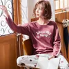 Maison vêtements femme pyjamas sets automne à manches longues pyjamas minces filles filles dessin animé imprimé mignon sommiers de Noël