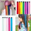 Clip color arcobaleno in capelli un pezzo clip sintetico su estensioni dei capelli colorati lunghi capelli finti dritti per donne bambini