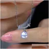 Pendant Necklaces Creative Design Imitation Pearl Necklace For Women Sier Color Chain Dazzling Cubic Zirconia Trend Drop Delivery Jewe Otx8C