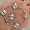 Charm Bracelets High Quality Flower Bracelet Four Leaf Clover Fashion Jewelry 18K Shell Motif Women Men Diamond Chain Valentines Day Dhcnb