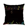 Pillow Square Linen Musical Note Printed Cushion Covers Home Decor Outdoor Pillowcase Decorative Sofa Cover