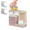 Dispensatore di sapone liquido Assolpite da cucina Porta spugna Bagno 3 in 1 Pressa Pressa Box Combinazione di pulizia multifunzionale