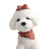 Collier de chien en cuir Vérifiez Pet Pet Cat Bandana Bow Tie Collier chaîne British Neckerchief for Small Perro Chihuahua Pug Teddy