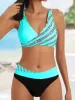 2024 V Neck Halter Bikini Femmes Swimwwear Print Sexy V Tails de bain Femelle Baigneurs Baigneurs Bathing Bathing Swimming Swim