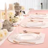 Plates 350PCS Rose Gold Plastic - Clear Disposable 50Dinner Dish Complete Tableware Freight Free