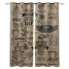 Vintage Coffee Poster Window Curtain For Living Room Bedroom Luxury Home Kitchen Decor Items Curtains