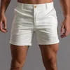 Pantalones cortos para hombres pantalones de color sólido de verano con bolsillos sueltos y manejas deportes informales de carreras pantalones cortos rectos pantalones de playa 7 pulgadas J240409