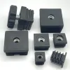 10/5pcs Black/white Square Pipe Plugs with Nut Hole Blanking End Inserts Caps Pipe Cover M5 M6 M8 Furniture Leg Feet Tube Plug