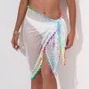 Swimons de maillots de bain pour femmes Bikini Cover ups Châle d'été Summer Casual Fishnet Cutout Sweethsuit Sarong Beach Wrap Wrap With Tassel