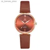 Montre-bracelettes Golden Frame Luxury Women Fashion Es Simple Élégante robe féminine Classical Design Dames Quartz Leather240409