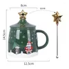 Tasses High Beauty Christmas Cup Creative Trend Tend avec couvercle cuillère grande capacité en céramique Gift
