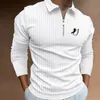 Spring Autumn Men Long Sleeve Zipper Polo Shirt 240328