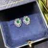 Studörhängen Natural Emerald Luxury Style 4 5 mm 925 Silver Colombian Origin 0.5CT