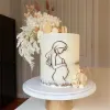 De mummie om topper te zijn Happy Women's Day aanstaande moeder zwangere abstracte lijn Art Silhouette Cake Topper Baby Shower Supplies