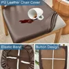 Chair Covers Waterproof PU Seat Cover Slipcovers For Dining Room Protector Elastic Solid Stretch
