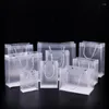 Storage Bags 50pcs Custom PVC Transparent Gift Bag With Handles Clear Tote PP Frosted Plastic Shopping Clothing Drinks Packaging