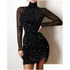 Temel gündelik elbiseler Avrupa ve Amerika Birleşik Devletleri Gece Kulübü Kadın İnce-Fit Dance Gece Elbise Sier Shoder Bag Kalça Siyah Damla Teslimat Dhyh5