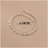 Inne kostki łączą kostkę dla kobiet Sier Bracelet łańcuchowych na nogach biżuteria 925 Akcesoria stóp Sterling 24 cm minimalistyczny upusz