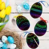 24pcs Artisanat pour les enfants grattant les œufs de Pâques jouets bricolage de couleur magique ornements mignons oeufs de Pâques dessin toys décor gamin fête