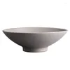 Bowls FANCITYJapanese-style Ceramic Tableware Hat Bowl Household Single Horn High-footed Dish Large Creative Retro Gray