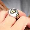 Retro Men Lucky Number Ring Fashion Punk Hip Hop 14K Gold Biker Lucky Skull Ring For Men Women Sieraden Gift