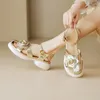 Kvinnors halvtäckning Sandaler Phoentin Toe Summer Platform Chunky Mid Heels Shoes Casual Retro äkta läderparti Sandal FT3474 62018
