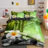 Zen Stone Green Bamboo Duvet Cover Set Nature Water Print Bedding Set Queen King Size Comforter Covers Decorative Home Textile
