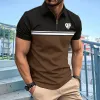 T-shirt de plage d'été masculin, polo décontracté imprimé à rayures, nouvelle mode