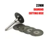 5st 22mm Emery Diamond Cutting Discs Drill Bit+1 Mandrel för Dremel Emeram Ceramic Glass Jade Electric Sle Saw Blades