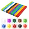 Montessori Rainbow Link Cubes Toys educacionais Conjunto de cartões em caixa Contagem de matemática Learning empilhado Blocks Sensory Games Crianças Toys